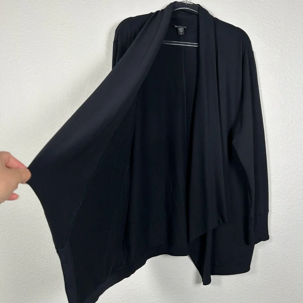 Athleta size L Pranayama Restore Wrap black long cardigan nirvana fabric relaxed
